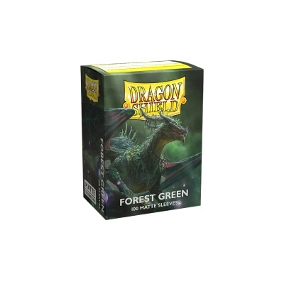 Caixa verde de sleeves para cartas Dragon Shield com dragão verde
