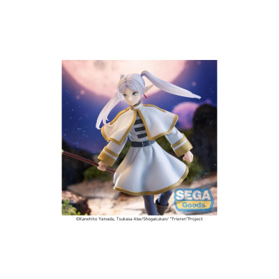 Figura colecionável de personagem com casaco branco e bastão em fundo de lua