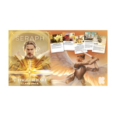 Caixa do jogo de cartas SERAPH DAGGERHEART CLASS PACK com ilustrações e cartas de jogo
