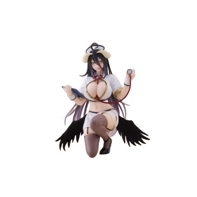 Figura anime enfermeira com uniforme branco e asas negras