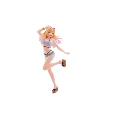 Figura de anime feminina com roupa de verão e pose animada