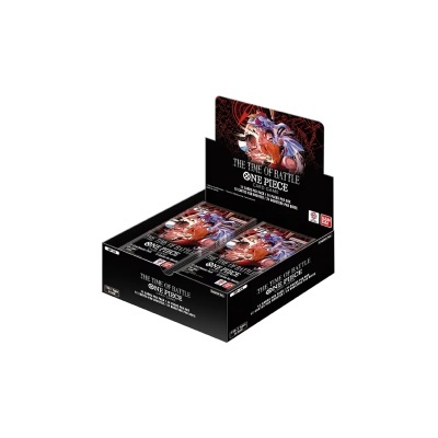 Pack e caixa de cartas do jogo The Time of Battle ONE PIECE CARD GAME preto e vermelho com ilustrações