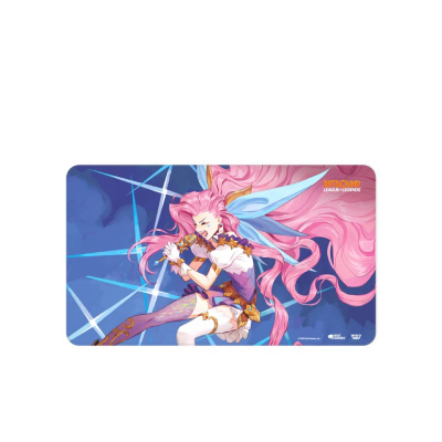 Tapete de rato com personagem anime rosa e texto RIFTBOUND LEAGUE OF LEGENDS