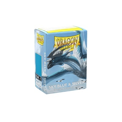 Caixa de capas para cartas Dragon Shield azul e prata com dragão