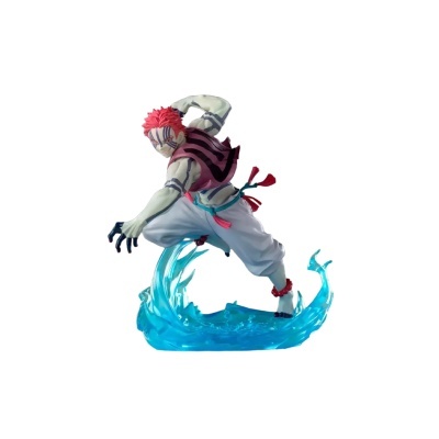 Figura de ação de personagem tatuado com cabelo rosa e base de efeito de água azul