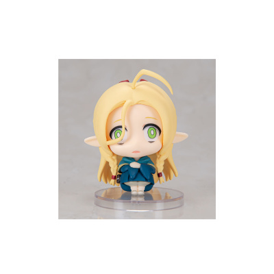 Figura colecionável de personagem anime com cabelo loiro e roupa azul.