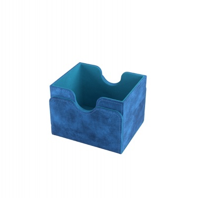 Caixa organizadora azul com recorte frontal