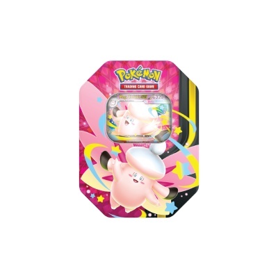 Blister Pokémon Trading Card Game com carta Mega Clefable EX e fundo rosa