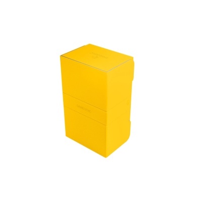 Caixa amarela elegante com texto Elegant XO em relevo