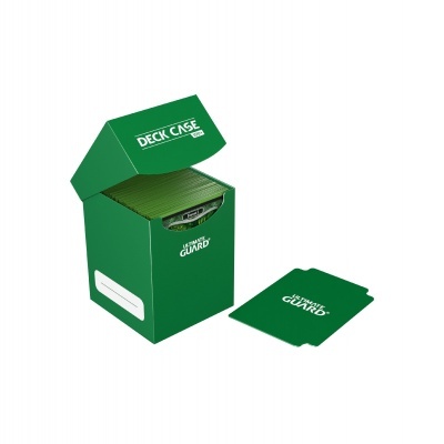 Caixa verde para cartas com texto DECK CASE e ULTRA PRO GUARD, e separador verde com texto ULTRA PRO GUARD