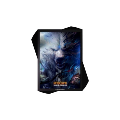 Pôster com arte digital de criatura monstruosa branca e texto RIFTBOUND LEAGUE OF LEGENDS