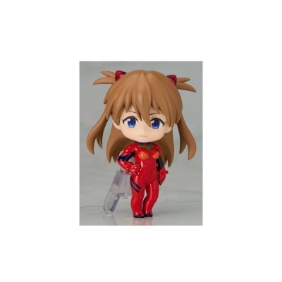 Figura colecionável de personagem anime com fato vermelho e cabelo castanho