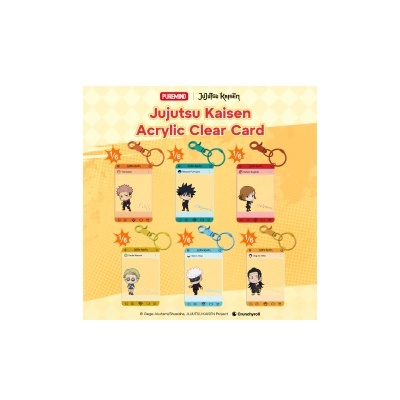 Seis porta-chaves acrílicos transparentes Jujutsu Kaisen com personagens e argolas coloridas