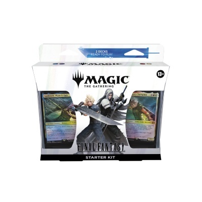 Caixa do Magic The Gathering Final Fantasy Starter Kit com cartas visíveis