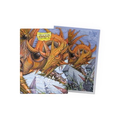 Pacote de proteções para cartas Dragon Shield com desenho de dragão e texto visível