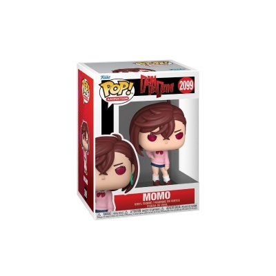 Funko Pop! Momo DanDAN vinil na caixa com detalhes vermelhos e pretos