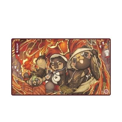 Tapete de jogo com personagens animais em tons quentes e texto MAGIC THE GATHERING