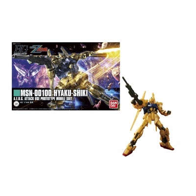 Figura de ação robô amarelo e azul com arma e caixa do produto com imagem de robô em pose de ataque e texto relevante