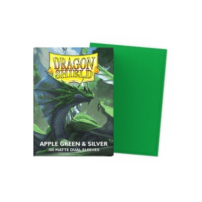 Caixa de capas para cartas Dragon Shield verde maçã e prata