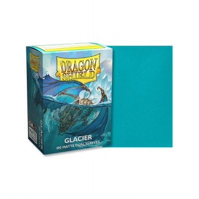 Caixa de protetores de cartas DRAGON SHIELD Glacier com protetor azul turquesa