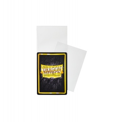 Conjunto de sleeves transparentes para cartas Dragon Shield com capa de cartão preto e amarelo