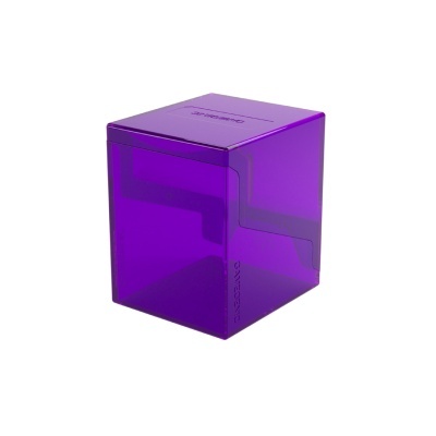 Caixa cúbica acrílica roxa translúcida com padrões geométricos e texto DAIKIN