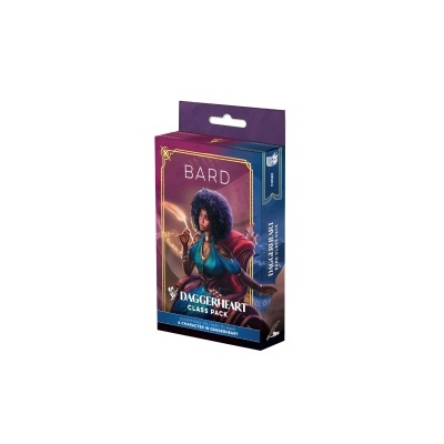 Embalagem para jogo Daggerheart Class Pack com ilustração de mulher bard