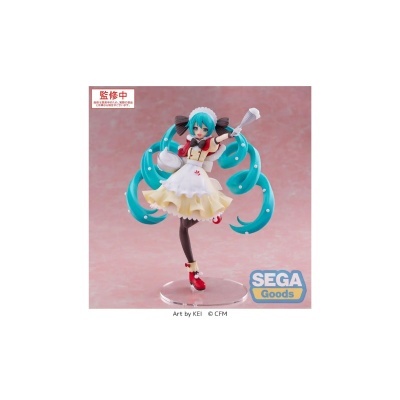 Figura colecionável da personagem Hatsune Miku com vestido estilo maid e cabelo azul