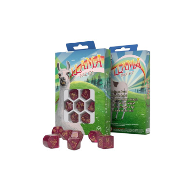 Conjunto de dados LLAMA DICE SET com embalagem ilustrada