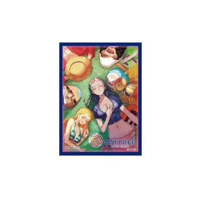 Capa colorida de caderno com personagens de desenho animado e texto ONE PIECE CARD GAME