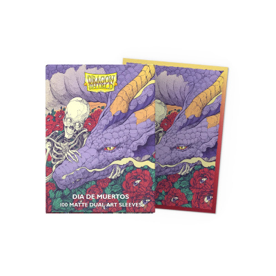 Caixa de capas Dragon Shield com arte de dragão roxo e esqueleto