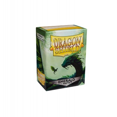 Caixa de protetores de cartas Dragon Shield Emerald Matte com ilustração de dragão