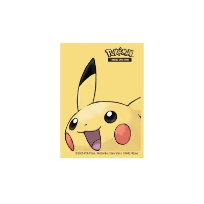Cartão amarelo do jogo Pokémon com a face de Pikachu e texto no canto superior direito