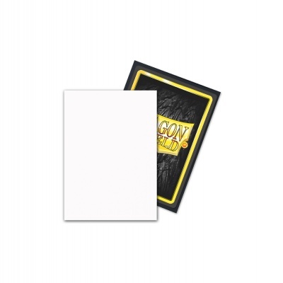 Duas cartas, uma branca e outra preta com borda amarela e texto DRAGON SHIELD