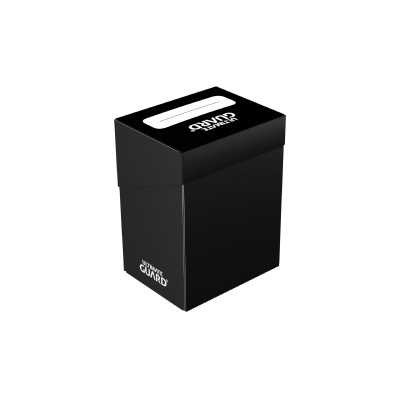 Caixa preta para cartas com tampa e texto ULTRA PRO e DECKBOX GUARD.