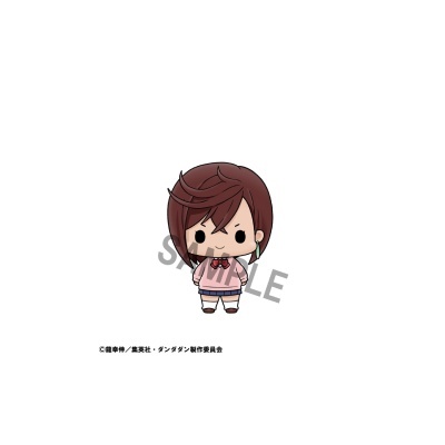 Figura chibi personagem feminina com roupa escolar rosa e cabelo castanho