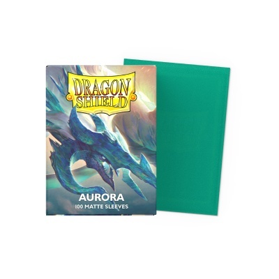 Pacote Dragon Shield Aurora com uma sleeve verde-azulada para cartas