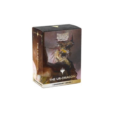 Caixa Dragon Shield The Ur-Dragon Legendary Series com ilustração de dragão e texto em branco e dourado
