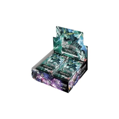 Expositor com caixas do jogo de cartas Gundam Phantom Aria