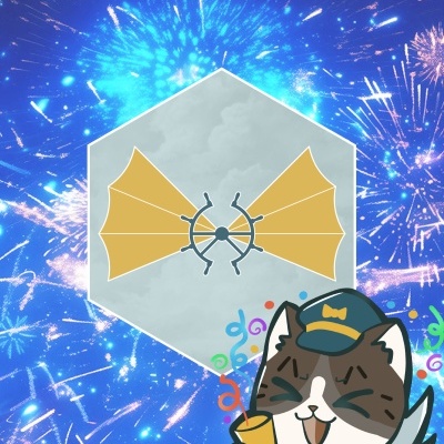 Gato animado vestido de piloto com fogos de artifício ao fundo