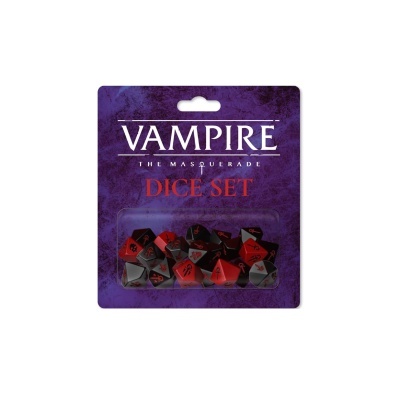 Conjunto de dados Vampire The Masquerade em embalagem roxa