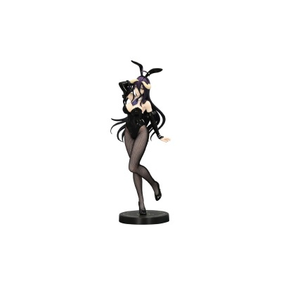 Figura colecionável feminina estilo anime com traje de coelho preto e base redonda preta