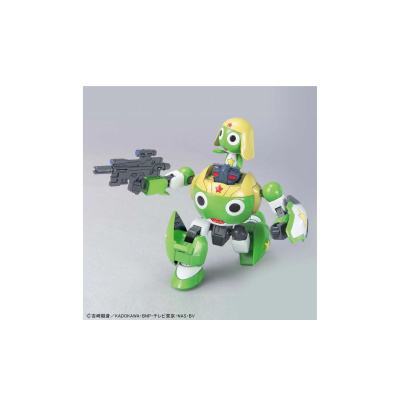 Figura articulada verde e branco com capacete amarelo e arma preta