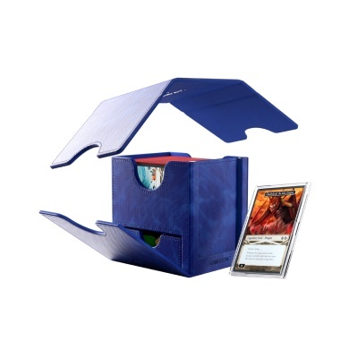 Caixa azul para cartas com gaveta e carta de fantasia ao lado