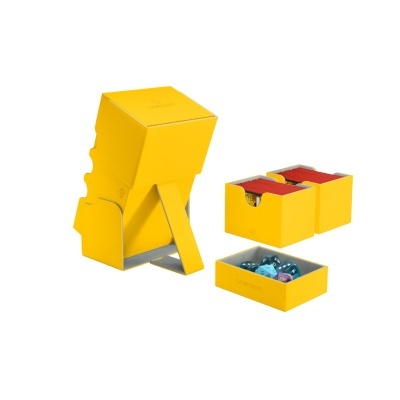 Conjunto amarelo de organizadores de cartão com dados coloridos