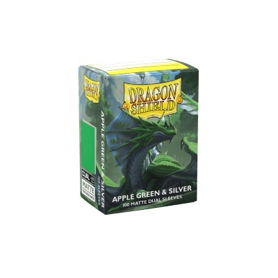 Caixa de protetores de cartas DRAGON SHIELD verde maçã e prateado