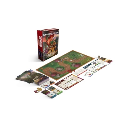 Conjunto de jogo de tabuleiro DUNGEONS & DRAGONS STARTER SET com cartas, dados e tabuleiro ilustrado