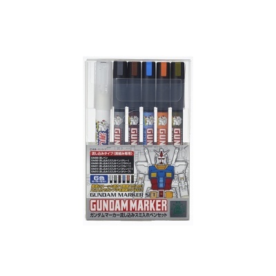 Conjunto de marcadores GUNDAM MARKER em embalagem com ilustração do robô Gundam