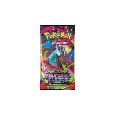 Pacote colorido de cartas Pokémon Mega Evolution Phantasmal Flames com Charizard