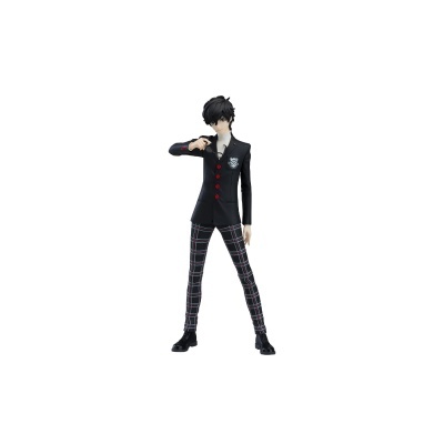 Figura de ação masculina com blazer preto e calças xadrez